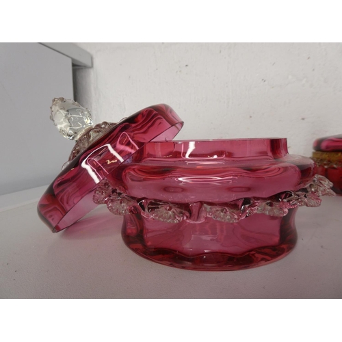 259 - 3 pieces of antique/ Victorian Ruby glass.