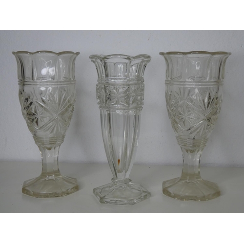 296 - 3 vintage glass vases.