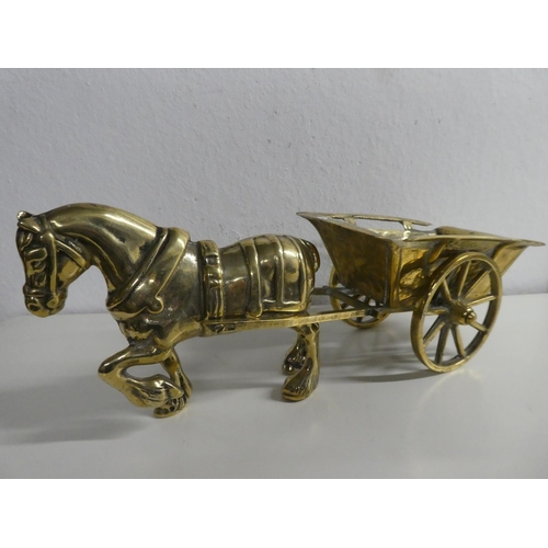 329 - A large brass horse & carriage.