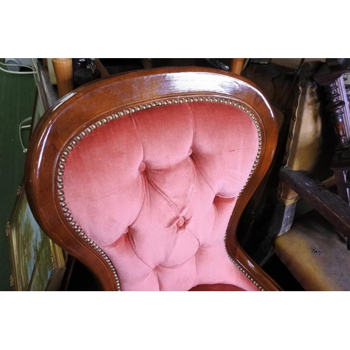 339 - An antique style balloon back chair.