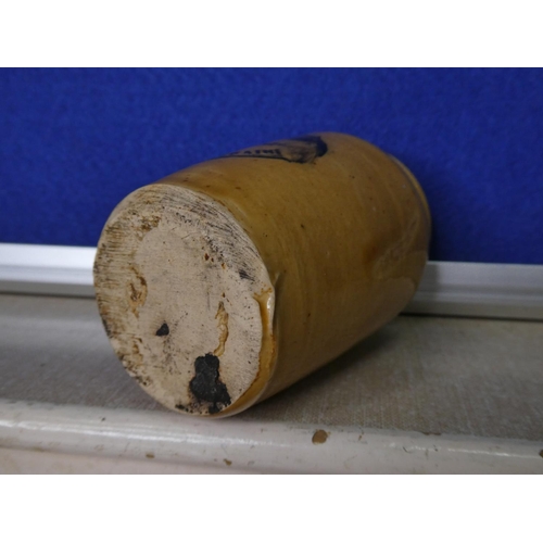 110 - An antique stoneware cream pot, reading, 'Aghadowey Cream - Thick - Drumcroon, Coleraine.