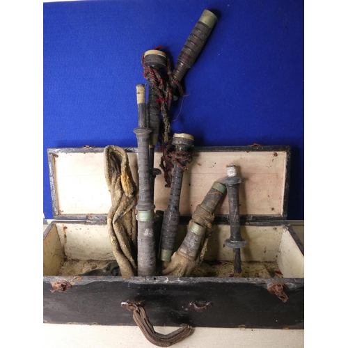 68 - A cased set of vintage bagpipes for restoration.