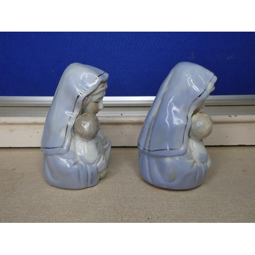 75 - A pair of decorative 'Mary with Child' busts.