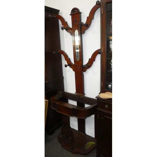 566 - An antique coat stand, in need of new marble top.