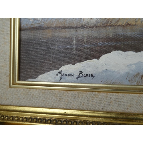 606 - A large original painting of a winter Country scene, signed by the Artist, Manson Blair.