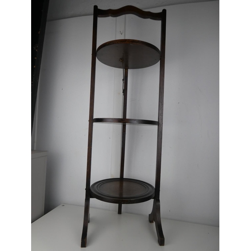 618 - An antique/ vintage folding 3 tier cake stand.