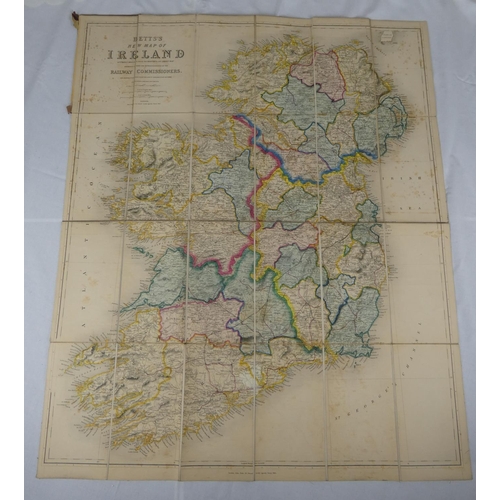 105 - A leather bound Bett's Road & Railroad Map of Ireland