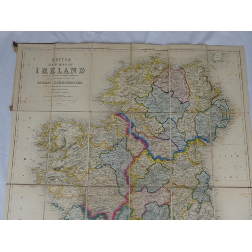 105 - A leather bound Bett's Road & Railroad Map of Ireland