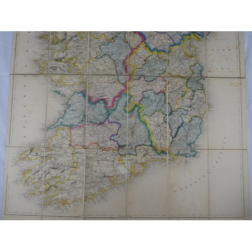 105 - A leather bound Bett's Road & Railroad Map of Ireland