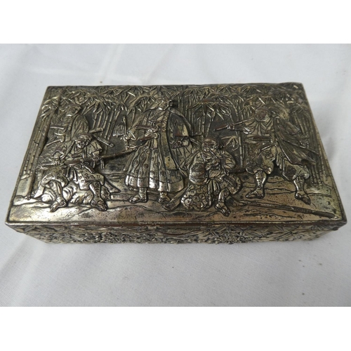 109 - A decorative vintage silver plated cigarette/ trinket box.