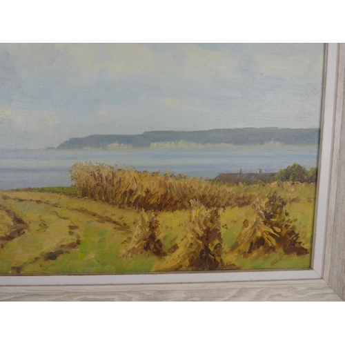 112 - A framed oil painting 'Rathlin Island' on a misty morning' by Irish artist Wilfred Haughton size 18