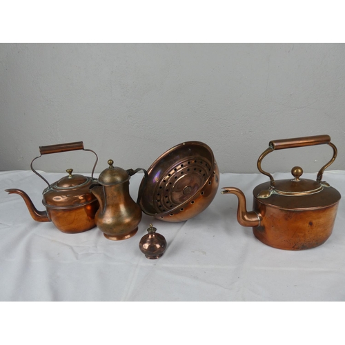 123 - A collection of antique copper ware.