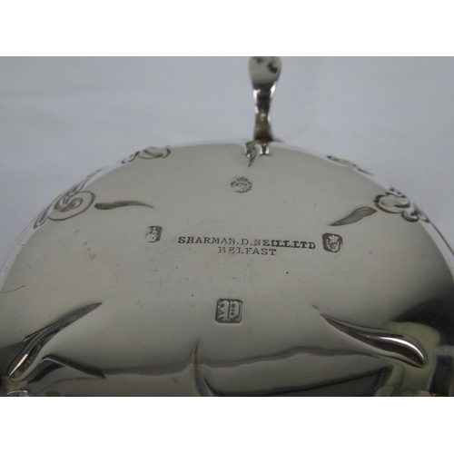 86 - A stunning antique Irish Silver bowl, decorated with hunting scene.