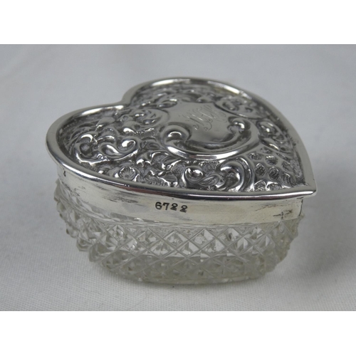 88 - A Sterling Silver lidded heart shaped trinket box.