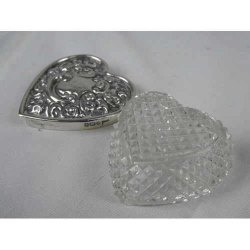 88 - A Sterling Silver lidded heart shaped trinket box.
