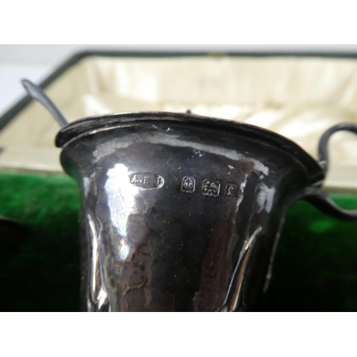 91 - A stunning 3 piece Sterling Silver condiment set in original retailers box, Curtis & Horspool - Leic... 