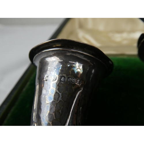 91 - A stunning 3 piece Sterling Silver condiment set in original retailers box, Curtis & Horspool - Leic... 