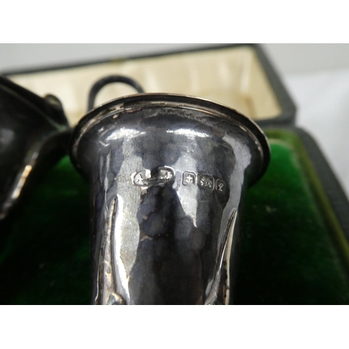 91 - A stunning 3 piece Sterling Silver condiment set in original retailers box, Curtis & Horspool - Leic... 