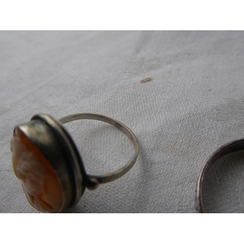 136 - A sterling silver cameo ring and more.