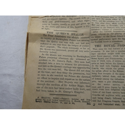 138 - An antique newspaper 'Western Daily Mercury dated June 1897 - Day of Queen Victoria Diamond Jubilee'... 