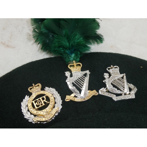 166 - A Royal Irish Rangers beret, made by Sanders & Brightman, Luton