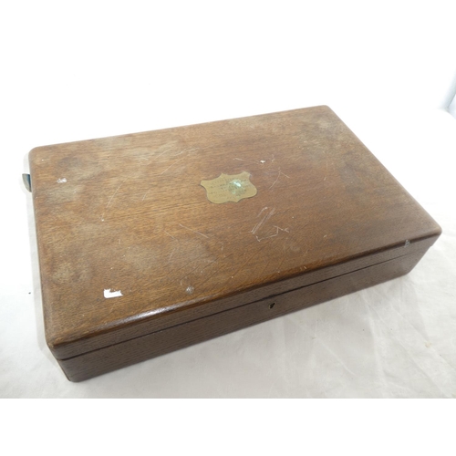 263 - An oak cutlery box presented to Brother William Ewing by the Officers and Members LOL No516, dated J... 