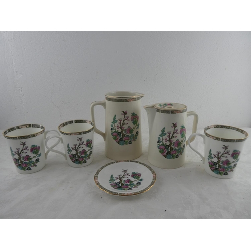 291 - Three Crown Trent bone china mugs and similar lidded water jug and more.