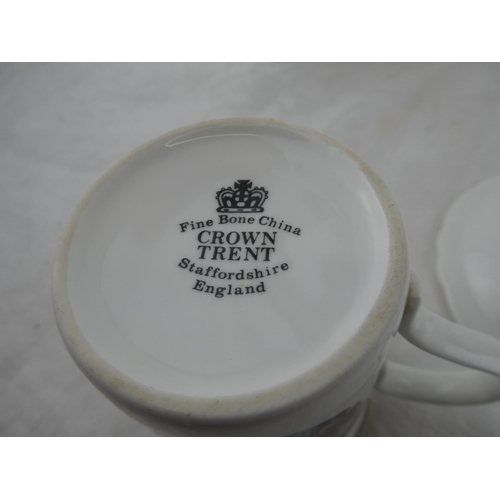 291 - Three Crown Trent bone china mugs and similar lidded water jug and more.