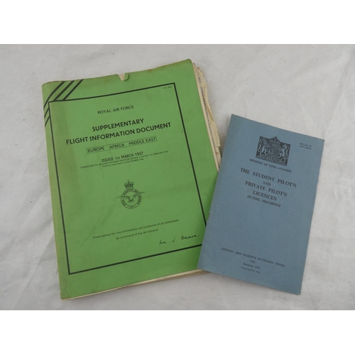 293 - A 1950's Royal Air Force Supplementary Flight Information Document and a Student Pilot's and Private... 