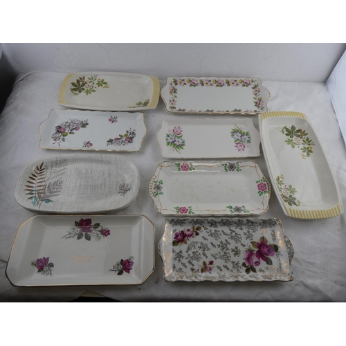 298 - A large collection of sandwich trays to include J & G Meakin, Crownford, Old Foley, Royal Winton and... 