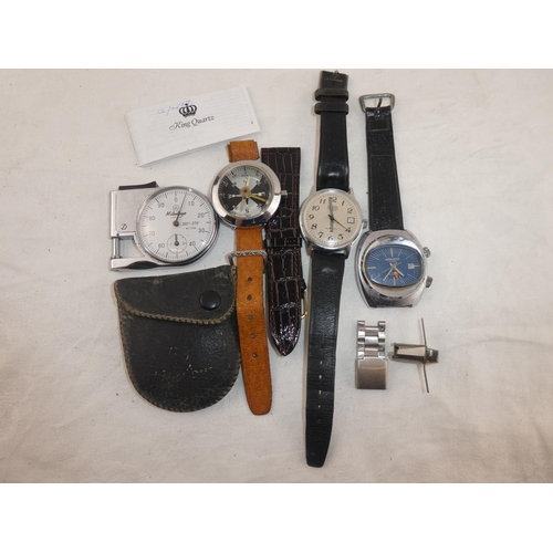 93 - A Memostar watch, a Griosa watch, a compass watch, a Mitutoyo stop watch and more.