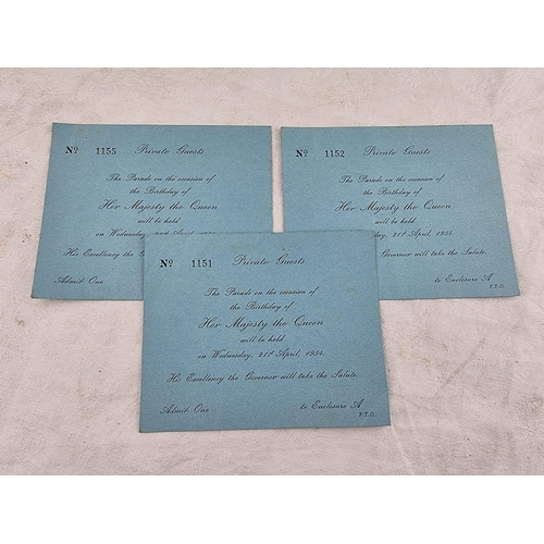 112 - A collection of 3 invitations to the Parade on the occasion of the Birthday of her Majesty the Queen... 