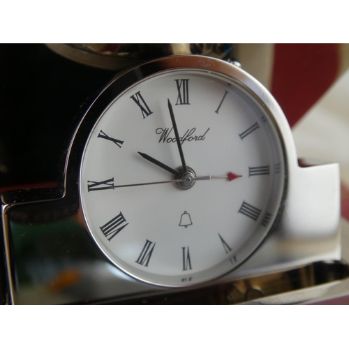 125 - A stunning miniature 'Woodford' clock in a briefcase design with original Lunn's shop box.