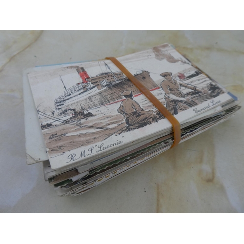 176 - An assorted lot of postcards to include 'R.M.L. Laconia, Cunard Line'