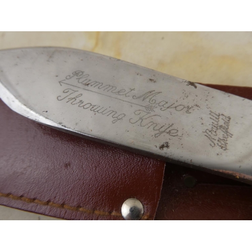180 - A collection of three various knives to include Plummet Major throwing knife & more.