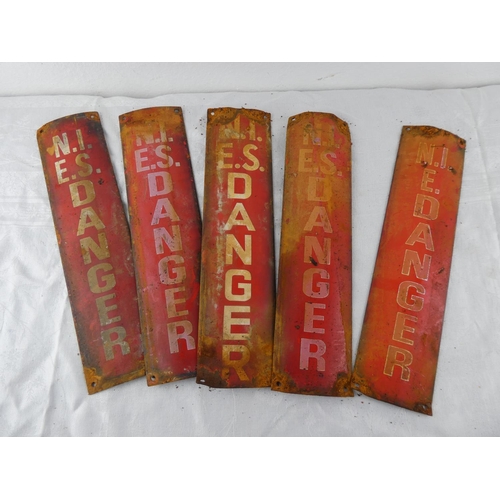 100 - 5 vintage enamel 'NI Danger' signs.