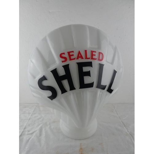 101 - A large reproduction glass clam shaped 'Shell' gas pump globe.