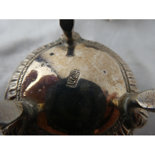 115 - A stunning antique three piece Indian Silver condiment set.