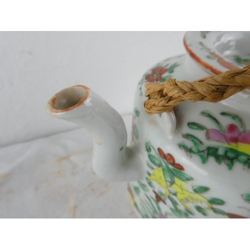 119 - An antique lidded Chinese teapot (a/f).