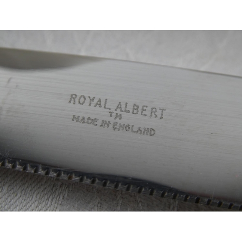 63 - Two Royal Albert 'Moonlight Rose' square plates, a Royal Albert 'Old Country Rose' dish and knife an... 