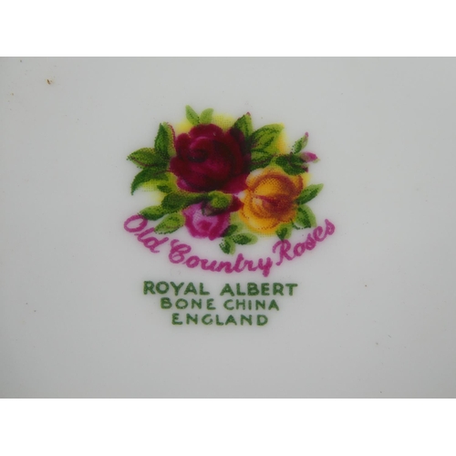 63 - Two Royal Albert 'Moonlight Rose' square plates, a Royal Albert 'Old Country Rose' dish and knife an... 