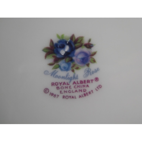 63 - Two Royal Albert 'Moonlight Rose' square plates, a Royal Albert 'Old Country Rose' dish and knife an... 