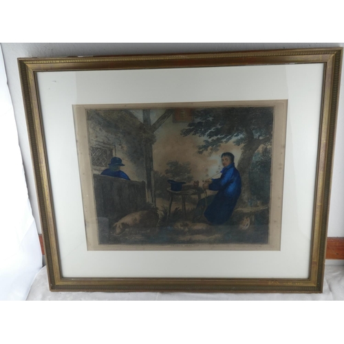 69 - An early framed print of George Moreland.