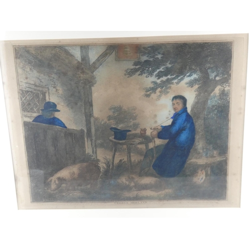 69 - An early framed print of George Moreland.