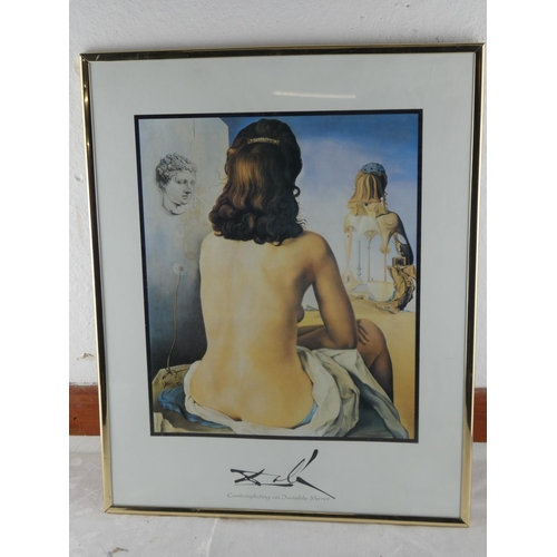 70 - A framed print, 'Contemplating on Invisible Mirror', by Salvador Dali.