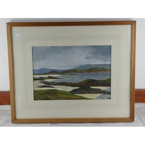 76 - A framed watercoloiur of a coastal scene signed J Boyle.