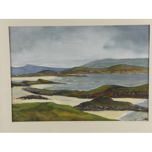 76 - A framed watercoloiur of a coastal scene signed J Boyle.