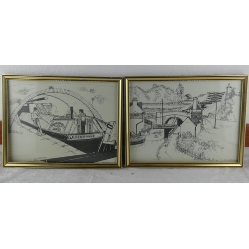 81 - A pair of framed Foxton Boat Services Ltd prints.