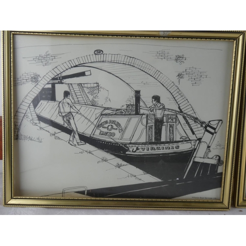 81 - A pair of framed Foxton Boat Services Ltd prints.