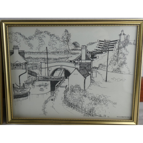 81 - A pair of framed Foxton Boat Services Ltd prints.